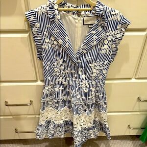 Alexis Blue and White Striped Mini Dress